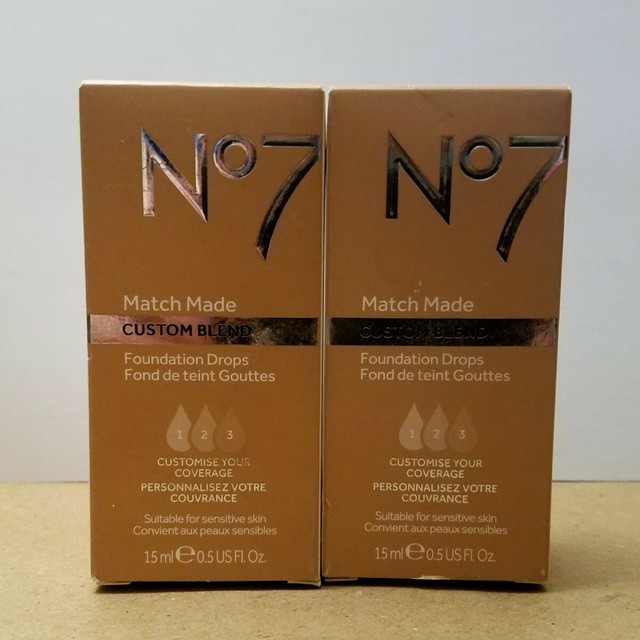 (2) No7 Match Made Custom Blend (Cool Ivory) Foundation Drops 0.5oz