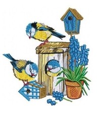 MACHINE EMBROIDERY DESIGNS USB - GARDEN BIRDS COLLECTION 4X4 5X7 BLUETIT WINGS