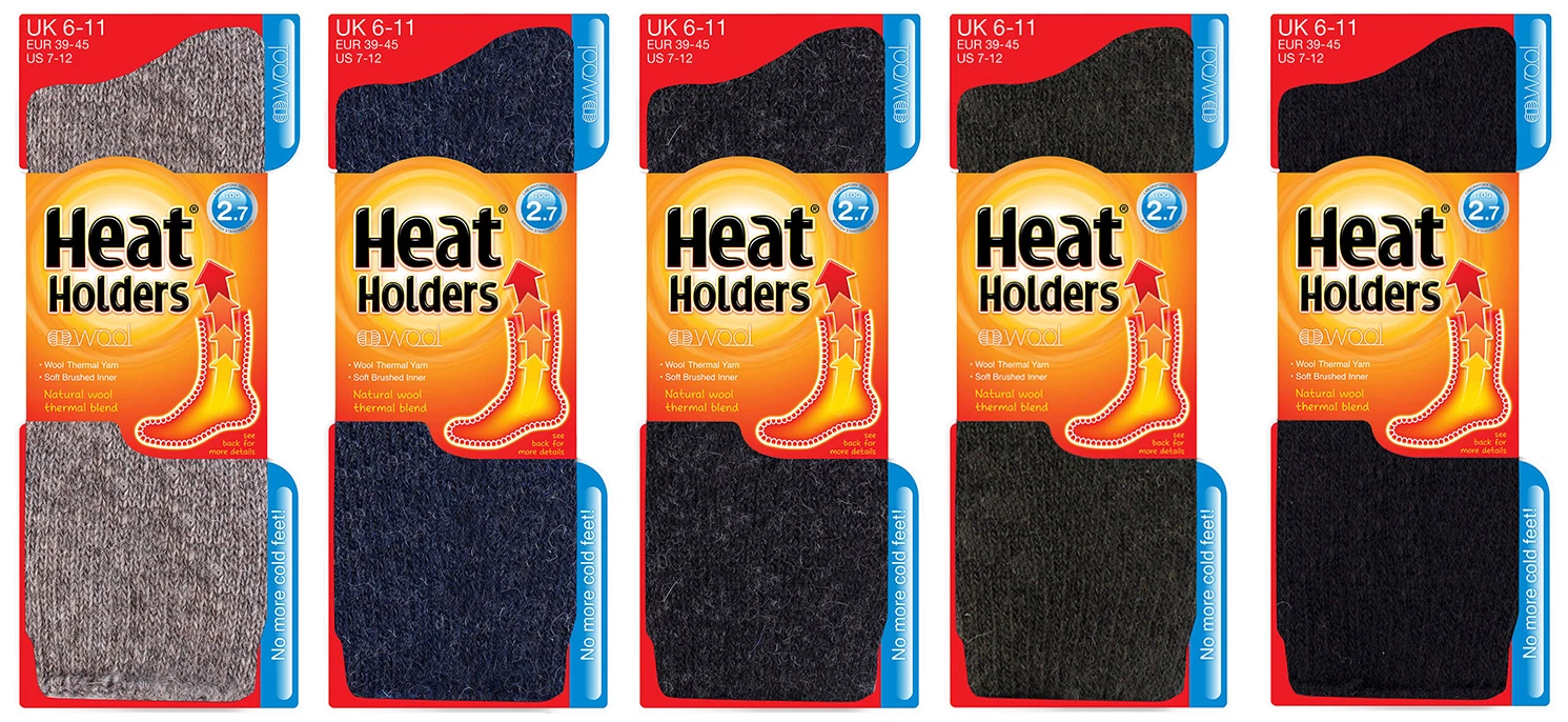 Heat Holders - Mens Wool Rich 2.7 TOG Thick Winter Warm Thermal Socks 6-11 UK