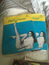 2 Pair Vintage Opaque Assorted Small Nude Pantyhose W/ Model