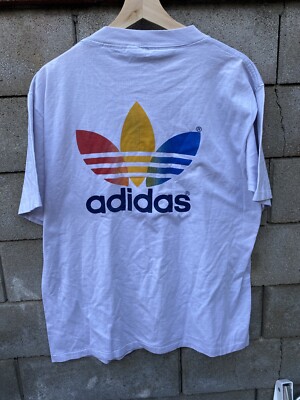 Vintage 80s Adidas Rainbow Trefoil Rainbow McDonald’s Shirt Single Stitch 