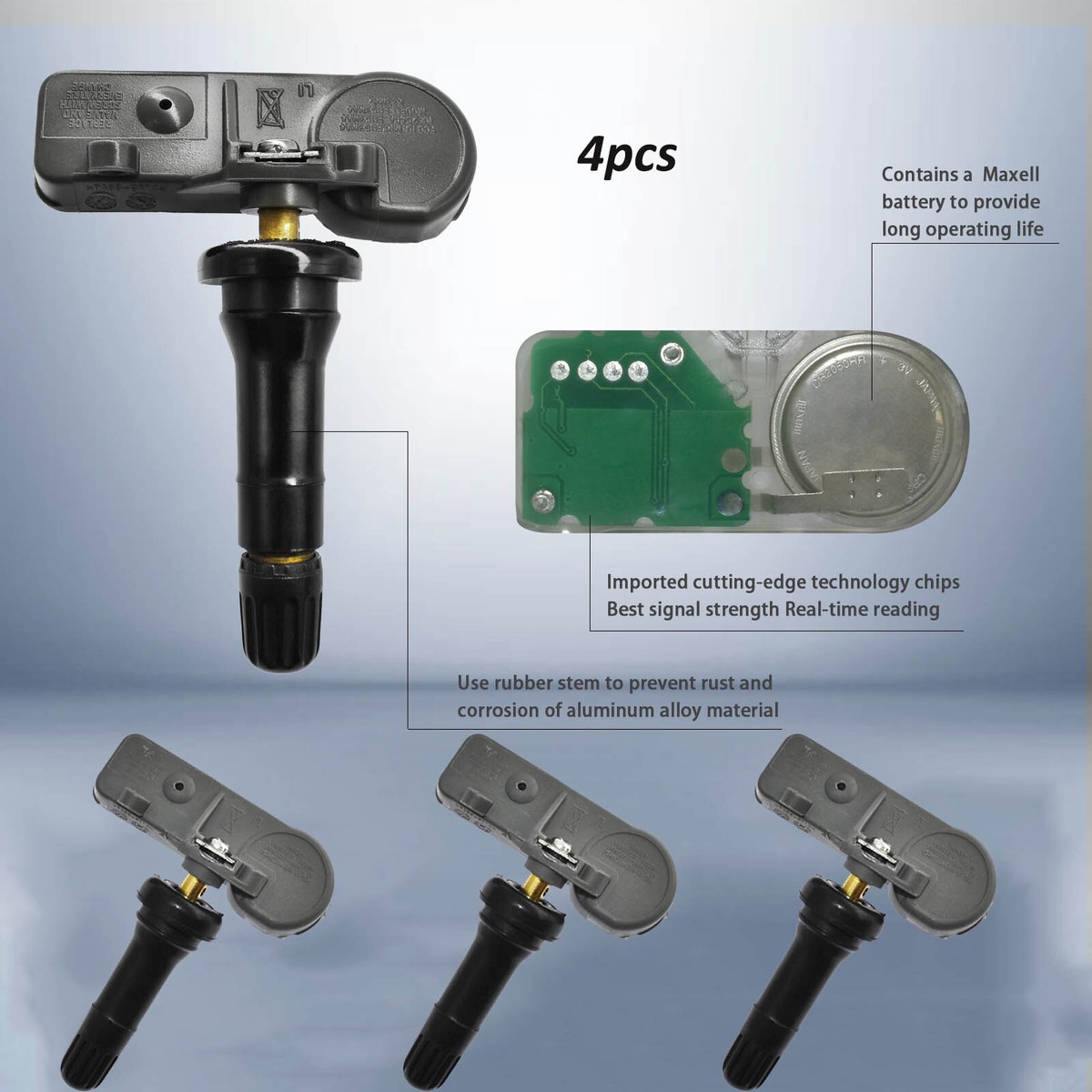 TPMS Sensor 13581558 - 4 Piece Set For Tire Pressure Monitoring System Replacement - View #5