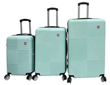 3Pcs Blue Luggage Set Travel Bag ABS Trolley Spinner Lock Carry On Suitcase