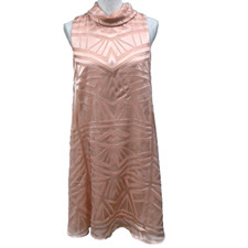 Vince Camuto Shift Dress Womens 8 Blush Pink Sleeveless Layered Knee Length 