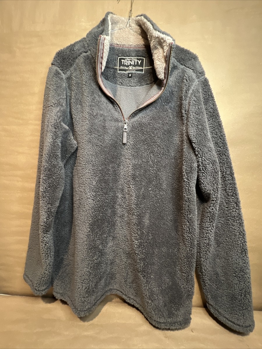 Trinity Men's Quarter Zip Pullover Active Fleece Faux Fur Sweater