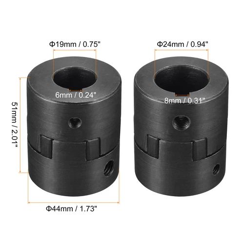 Flexible Coupling Shaft 19mm to 24mm 51mm x 44mm Motor Coupler Joint 45# steel - Picture 3 of 5