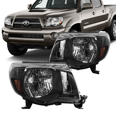 Black Housing Headlights Assembly For 2005-2011 Toyota Tacoma TRD Style
