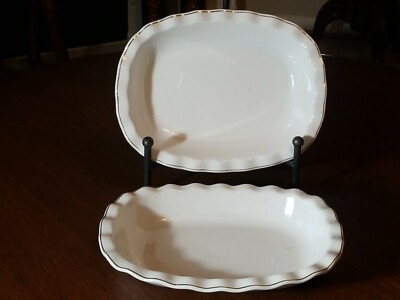 2 BALI Serving square bowls. Gold trim. 