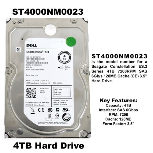 Dell 0529FG ST4000NM0023 4TB 7200RPM SAS 6Gbps 3.5" HDD for PowerEdge Server - Afbeelding 2 van 7