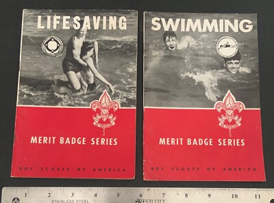 Vintage LIFESAVING & SWIMMING Boy Scouts of America MERIT BADGE BOOKS ...
