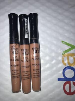 3 Tube Lot BOURJOIS Effet 3D High Shine LES NUDES Lip Gloss 35 NUDE EGERIC sld