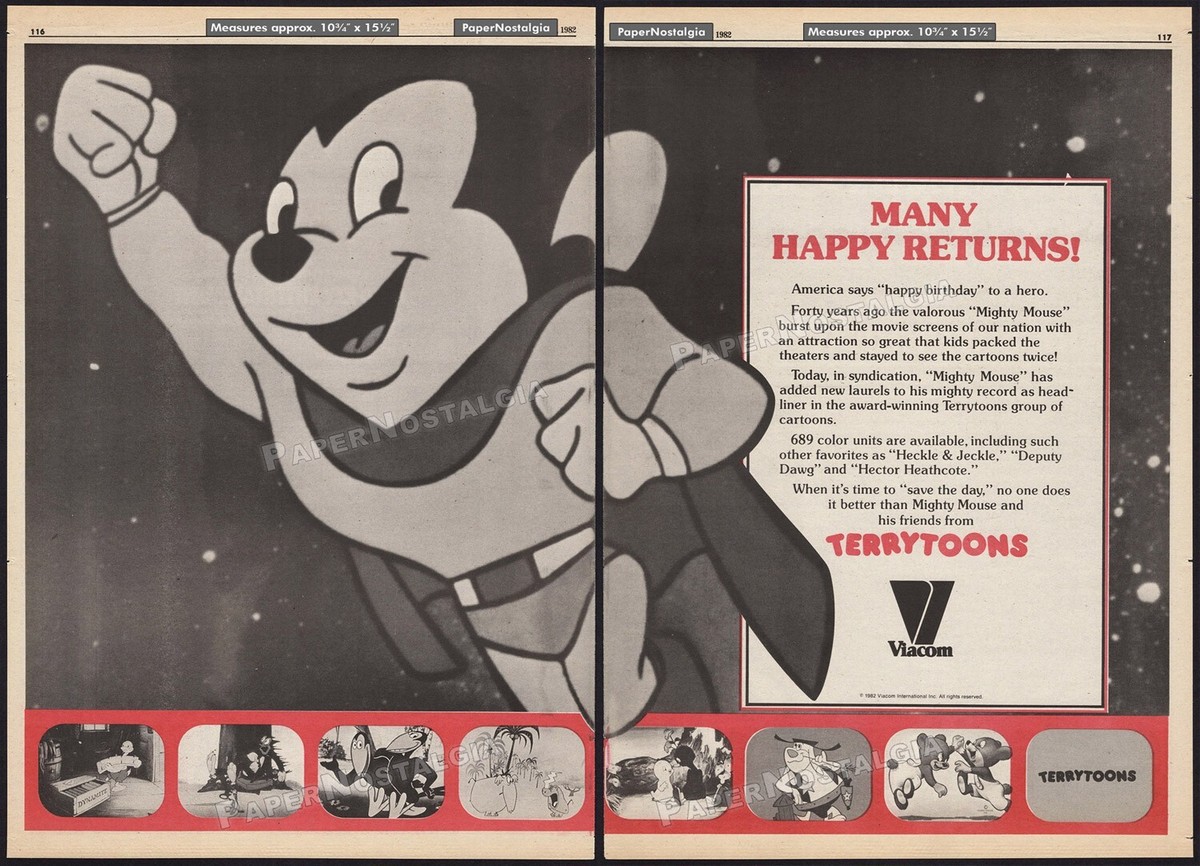 MIGHTY MOUSE / TERRYTOONS - Original 1982 Trade AD / poster _