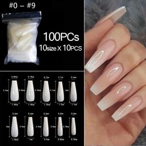 Systematisch elkaar Minnaar 500/100pcs False Coffin Nails Ballerina Fake Nails Flat Shape Nail Art Tips  Gift | eBay