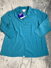 Susan Graver Blazer Jacket 1X NWT Style USA Lightweight 1 Button Turquoise Blue