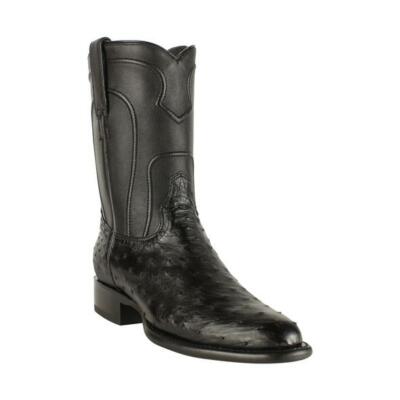 Los Altos BLACK Full Quill Ostrich Roper WESTERN Boot Round Toe EE 690305