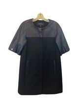 Ann Taylor Leather/polyester/spandex Black womens Dress front zipper Size Small