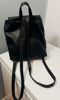 Victoria Secret Black Faux Leather Backpack Tote Bag Snap  display picture 3