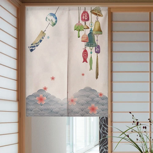 Japanese Style Door Curtain Screen Cotton Linen Noren Cherry Flower Room Divider - Bild 15 von 44