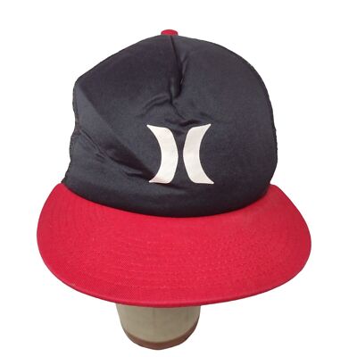 Hurley Red Black Foam Mesh Trucker Cap Snapback Hat Adjustable