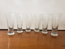 Set of 6 Vintage Clear Libbey Pilsner 7 1/4"' Tall Footed Beer Glasses