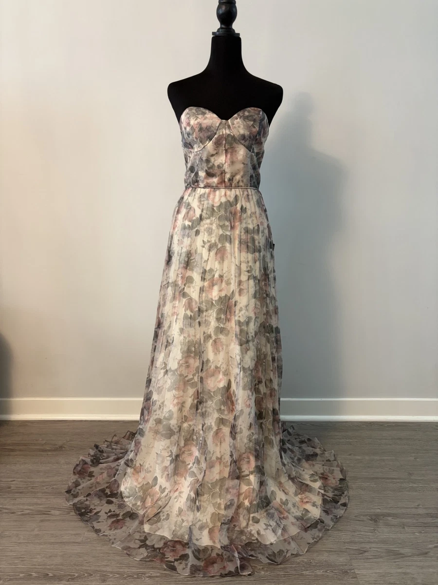 most beautiful day ivory multi floral print organza maxi dress Long Formal Dresses for Women for sale Matcha Chiffon Bridesmaid