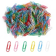 500 Pcs Paper Clips, 33 mm / 1.3 Inches Medium Size Colored Vinyl Coated Clip...