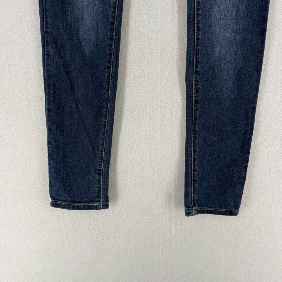 Pantalones de mezclilla ajustados SO para mujer 1 azul elástico desgastados tiro medio informales 26x30,5 Foto 2 de 4