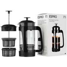 - P3 French Press Coffee Maker – Patented Double Microfilter for Sludge and G...