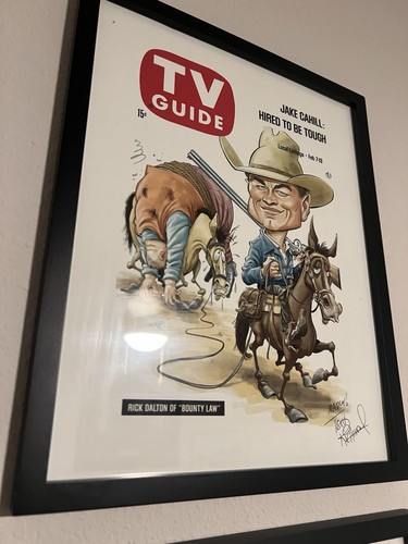 Framed TV Guide Rick Dalton Bounty Law Cover Art Print Signed by artist.