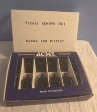 Vintage NOS 12 ACME Thunderer England Black Whistles #558 in Display Box
