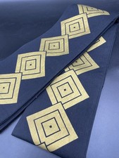 Kimono Konjaku Club Luxury Pure Silk Obi Geometric Pattern Half Width Used Japa