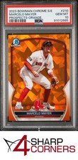 2023 BOWMAN CHROME SAPPHIRE EDITION PROSPECT ORANGE #210 MARCELO MAYER RC PSA 10