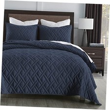 Quilt Set Queen Size Navy Blue, Classic Full/Queen 90" x 96" Dark Navy