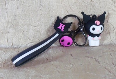 Hello Kitty Kuromi 3D Rubber Key Ring with Charms & Wristlet Keychain