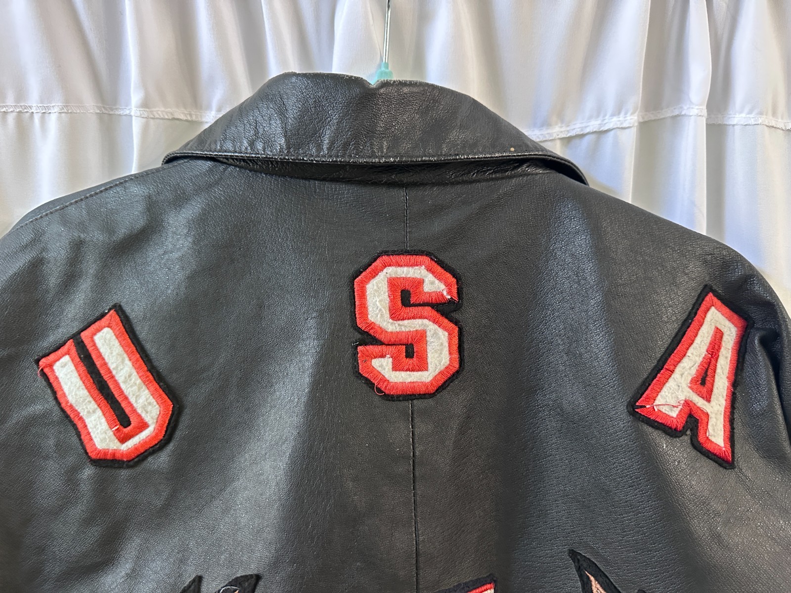 Trashed Black Leather USA Jacket Eagle American F… - image 4