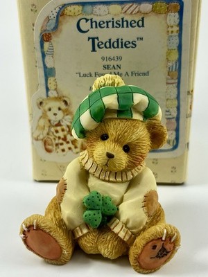 Enesco Cherished Teddies 916439 Sean Luck Found Me A Friend In You Bear Figurine