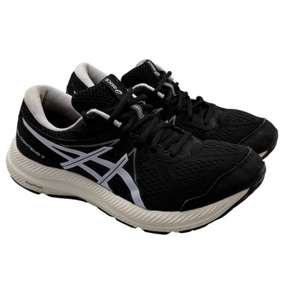 ASICS Gel Contend 7 Women's Running Shoes Black White Size 9 AmpliFoam Athletic