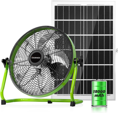 #ad 12#x27;#x27; Solar Powered Floor Fan Rechargeble18000Mah Battery Operated Fan 5 Blade S $124.99