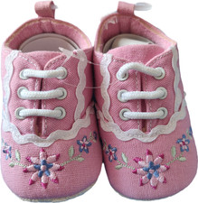 Rock a bye baby pink girls soft soled floral boot size 6-12 months