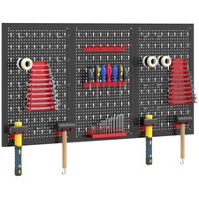 28 Pcs Wall-Mounted Pegboard with Hooks and Storage Shelves Refurbished