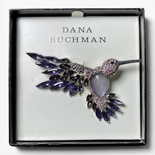 Dana Buchman Hummingbird Brooch Pin Multi Color Crystals Large