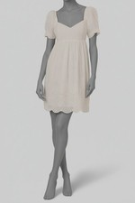 Adrianna by Adrianna Papell Womens White Eyelet A-Line Puff Sleeve Dress Sz 14