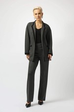 Joseph Ribkoff Grey Melange Mid-Rise Pull On Wide Leg Pants 253300