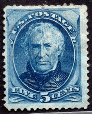 US 1875 SCOTT #179 ZACHARY TAYLOR 5 CENTS MINT HINGED DESIGN CLEAR OF PERFS