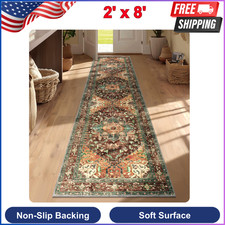 Yamaziot Washable Runner Rug, 2x8 Non-Slip Boho Vintage Hallway Rug Runner, Soft