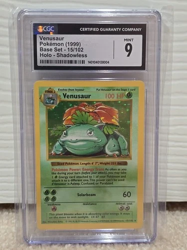 CGC 9 Shadowless Venusaur 1999 Base Set 15/102 Holo Pokemon Card WOTC Mint