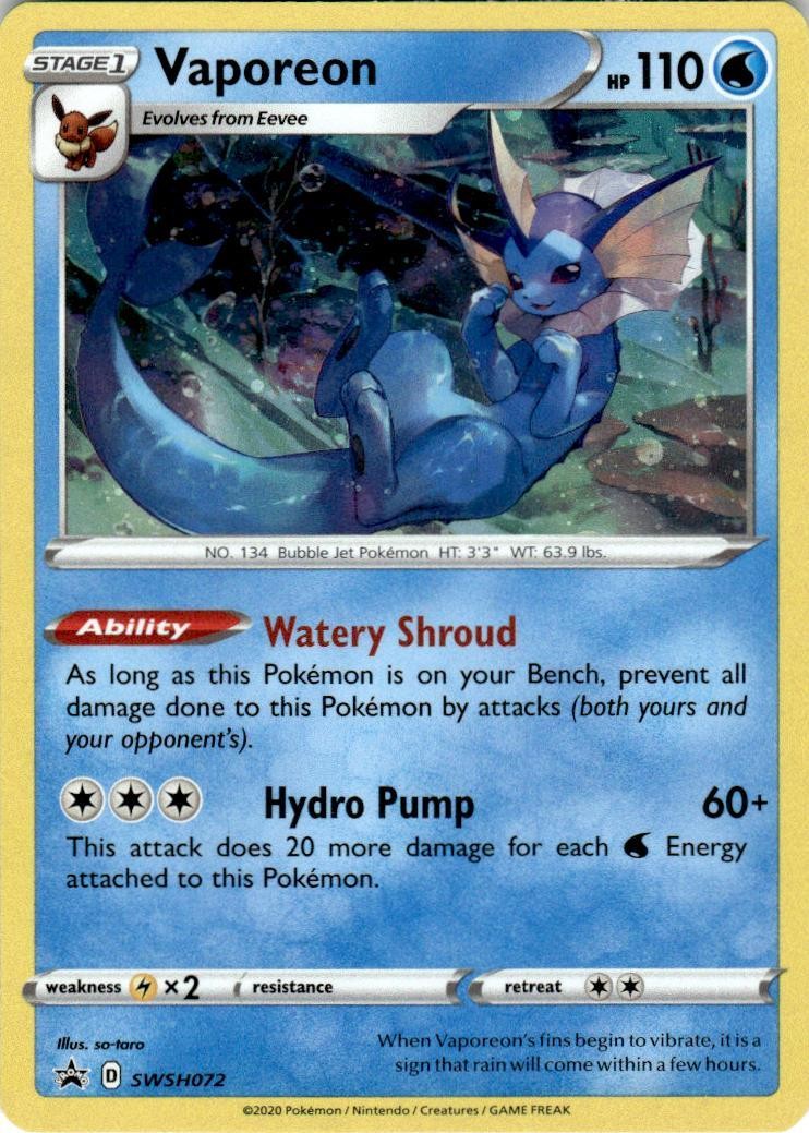 VAPOREON SWSH072 HOLO SWORD & SHIELD PROMO POKEMON NM/M SWSD