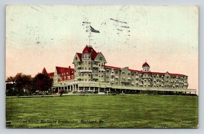 1919 Samoset Hotel Rockland Breakwater Maine Vintage Postcard Posted ME Resort