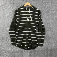 Bylt Hoodie Mens Medium Drop Cut L/S Hooded Henley Lux Sweatshirt Striped