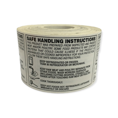 Safe Handling Instructions 2''x2.75'' Food Labels Peel & Stick 2 RLS 500 EA